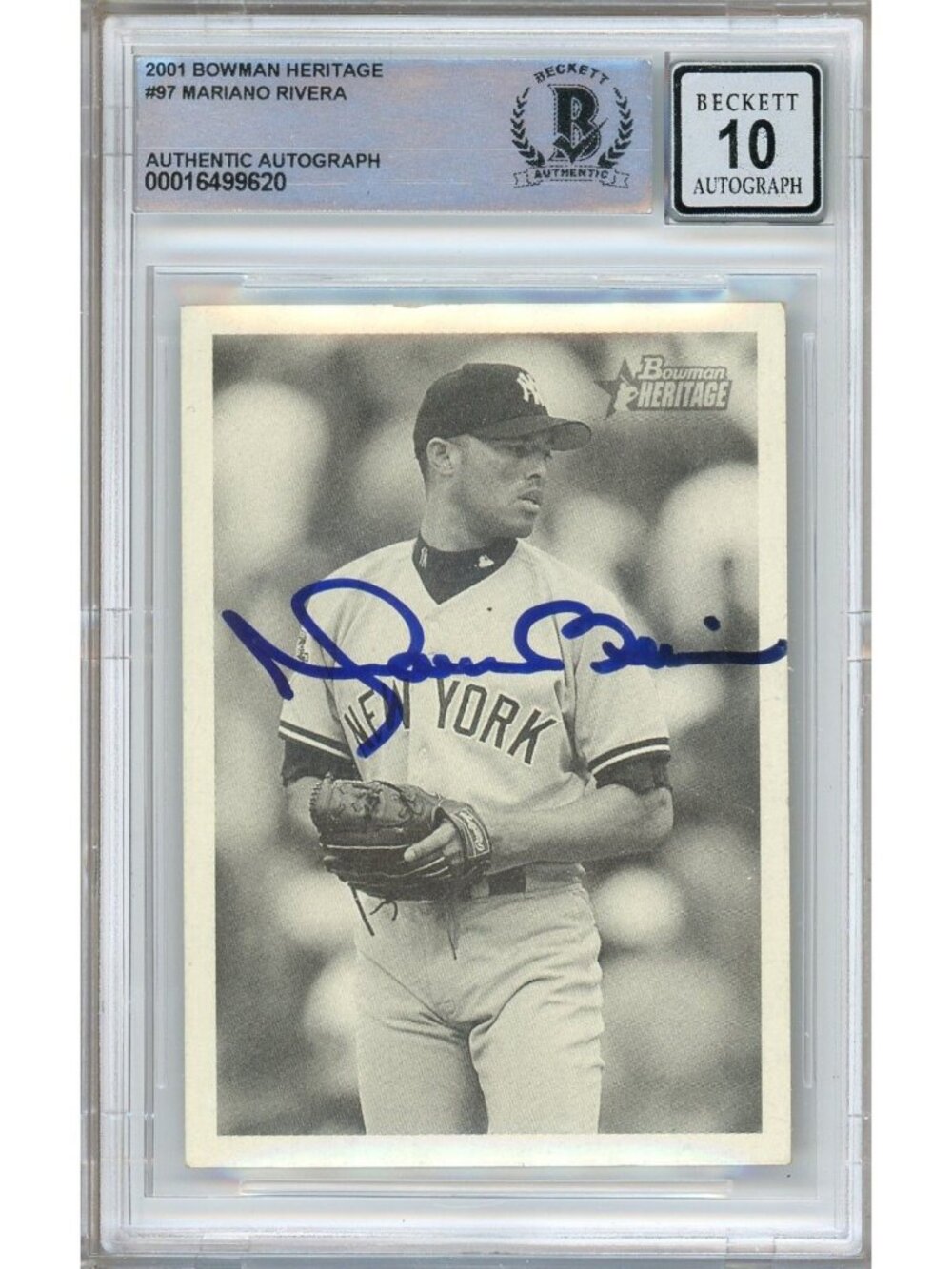 Mariano Rivera Signed 2001 Bowman Heritage #97 Yankees BAS Slab BGS Auto 10 MLB